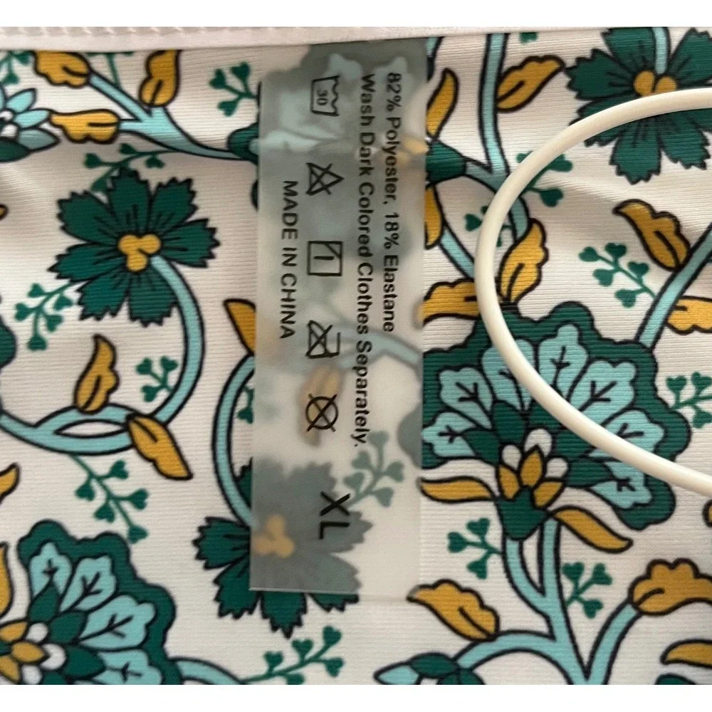 NEW BIKINX Floral Bikini Set‎ Size XL Square Neck Green Yellow Thong Swimsuit - Picture 7 of 8